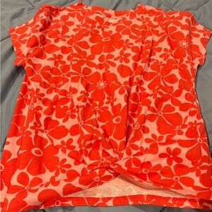 Wonder Nation Bright Red Floral Short Sleeve Tee